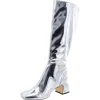 Circus By Sam Edelman Olympia Womens Faux Leather Block Heel Knee-high Boots In Silver