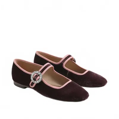 Circus By Sam Edelman Women's Michalea Glow Velvet Mary Jane Flat In Parisian Plum Velvet In Burgundy