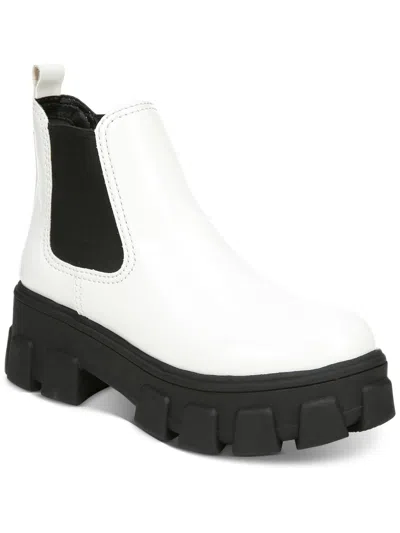 Circus By Sam Edelman Womens Patent Pull On Chelsea Boots In White