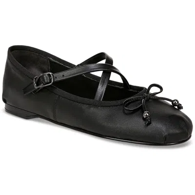 Circus By Sam Edelman Zuri Womens Bow Cushioned Footbed Ballet Flats In Black
