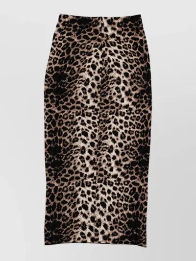 Circus Hotel Animal Jacquard Midi Skirt High Waist In Animal Print