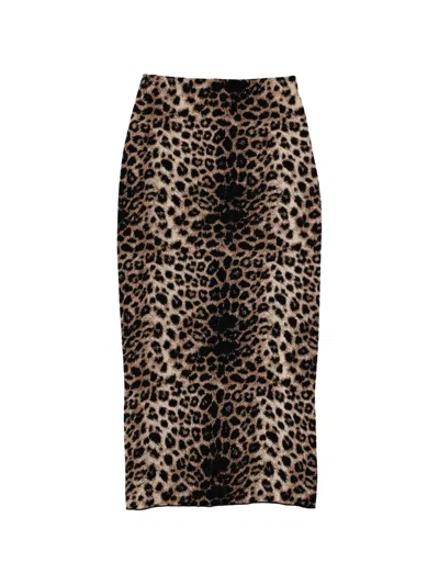 Circus Hotel Animalier Jacquard Midi Skirt For Women In Brown