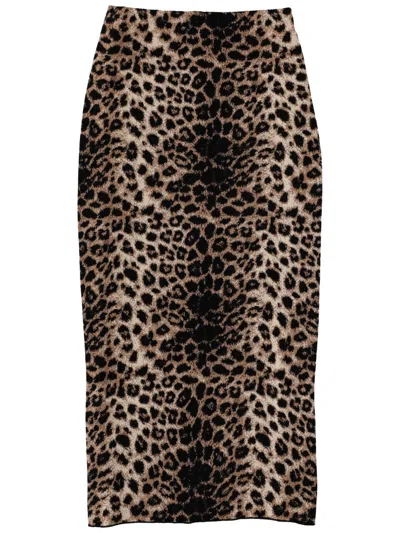Circus Hotel Animalier Jacquard Midi Skirt For Women In Animal Print