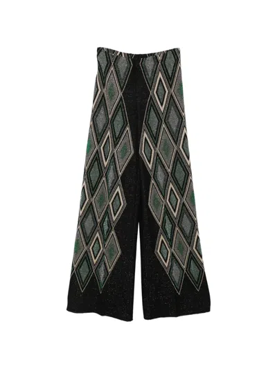 Circus Hotel Argyle-pattern Palazzo Pants In Black