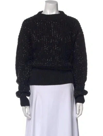 Pre-owned Circus Hotel Cable Knit Crew Neck Sweater In Black