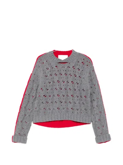 Circus Hotel Cable-knit Distressed Sweater In Gray