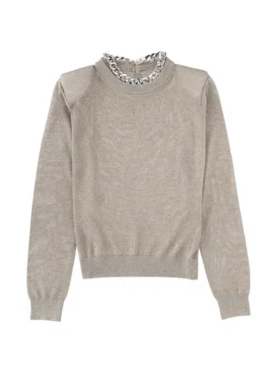 Circus Hotel Neutrals Round Neck Knitted Sweater In Multi
