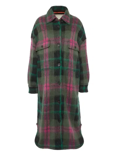 Circus Hotel Checked Wool Coat In Green
