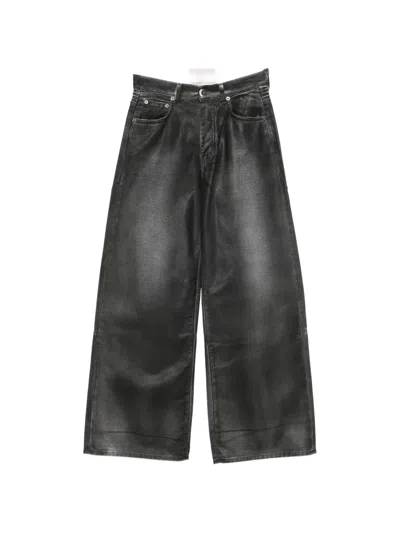 Circus Hotel Coated Wide-leg Jeans In Black