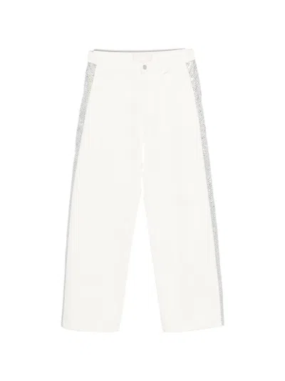 Circus Hotel Cotton Embellished Trousers In White