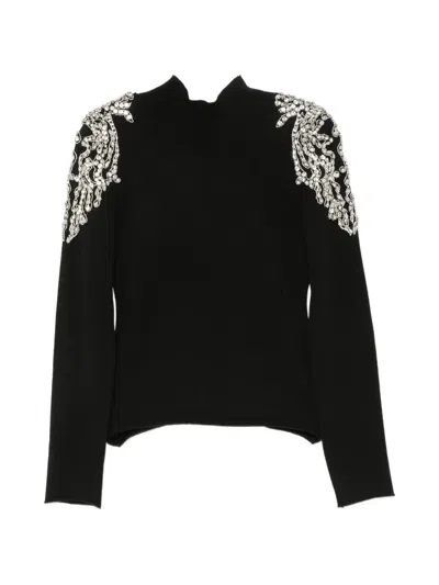 Circus Hotel Crystal-embellished Cut-out Sweater In Black