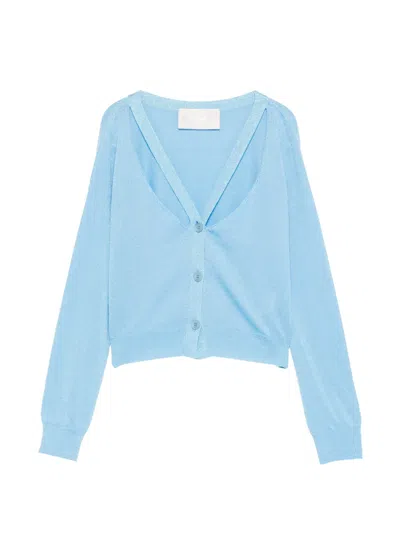 Circus Hotel Cut-out Buttoned Cardigan In Blue