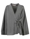 Circus Hotel Gray Viscose Short Kimono For Women Fw23 In Dark Grey