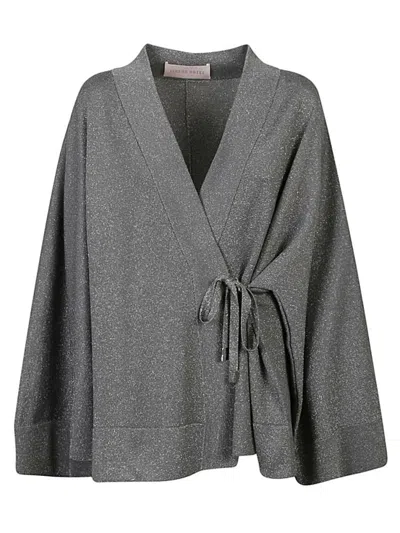 CIRCUS HOTEL DARK GREY VISCOSE SHORT KIMONO