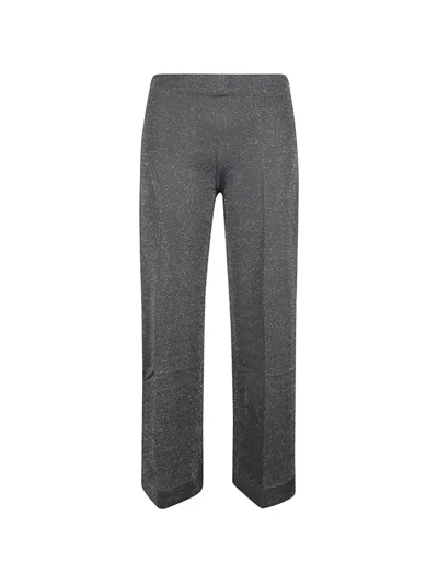 Circus Hotel Viscose Trousers Straight Leg Elastic Waistband In Gray