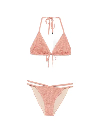 Circus Hotel Embellished Bikini In Pink
