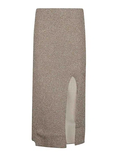 Circus Hotel Viscose Midi Skirt In Gold