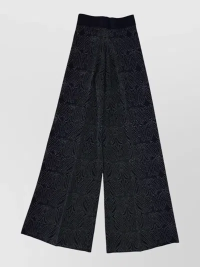 Circus Hotel High Waist Textured Fabric Wide Leg Pants In Black