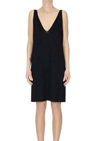 Circus Hotel Lamè Knit Dress In Black