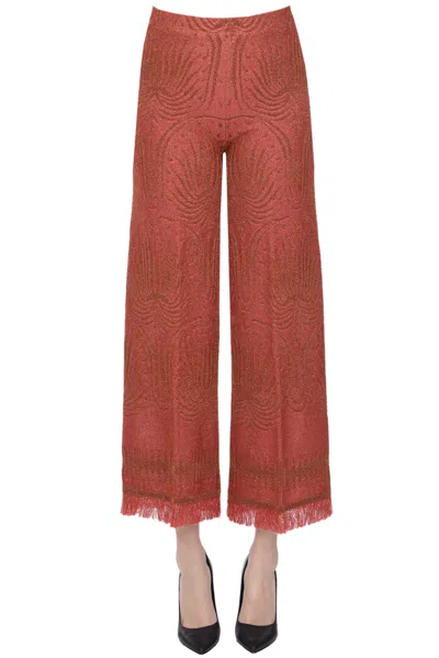 Circus Hotel Lamè Knit Trousers In Dark Pink