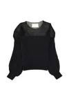 Circus Hotel Long-sleeve Round-neck Top In Black