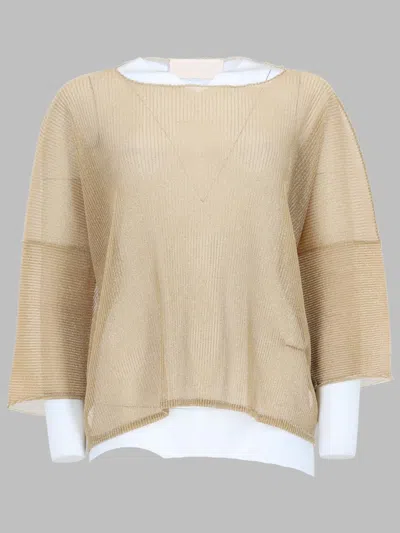 Circus Hotel Lurex Ribbed Mini Top In Gold