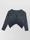 Circus Hotel Mesh Top Geometric Pattern Asymmetric Hem In Blue