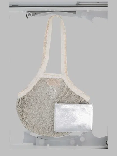 Circus Hotel Mesh Tote Bag With Removable Pouch In Silver