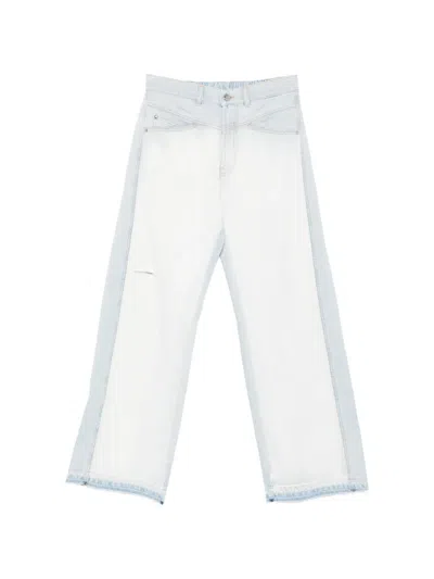 Circus Hotel Panelled Distressed Jeans In White