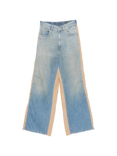 Circus Hotel Panelled Wide-leg Jeans In Blue