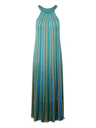 Circus Hotel Pleated Midi Dress In Green