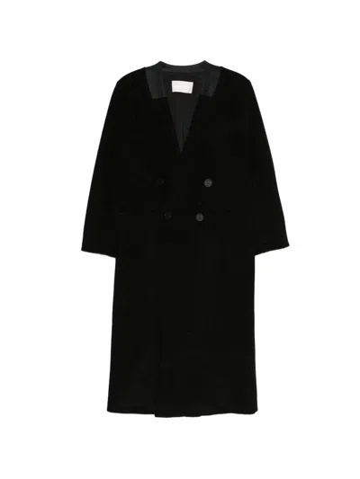 Circus Hotel Revere Collar Double-breasted Coat In Black