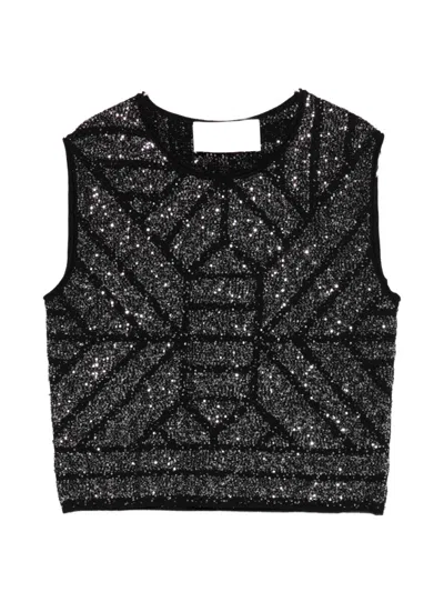 Circus Hotel Sequin-embellishment Top In Black