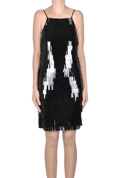 Circus Hotel Sequined Fringed Dress In Black