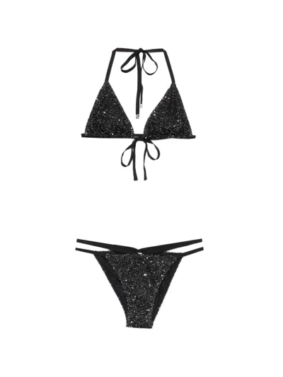 Circus Hotel Sequin-embellished Bikini In Black