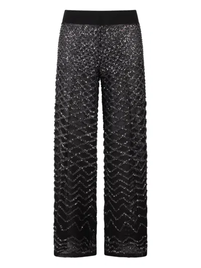 Circus Hotel Sequinned Wide-leg Trousers In Black