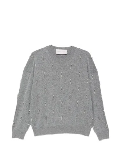 Circus Hotel Stud-embellished Knitted Sweater In Gray