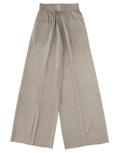 Circus Hotel Neutrals Wide-leg Viscose-blend Tailored Pants In Gray