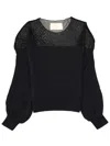Circus Hotel Long-sleeve Round-neck Top In Black