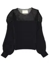 Circus Hotel Long-sleeve Round-neck Top In Black