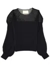 Circus Hotel Long-sleeve Round-neck Top In Black