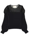 Circus Hotel Long-sleeve Round-neck Top In Black