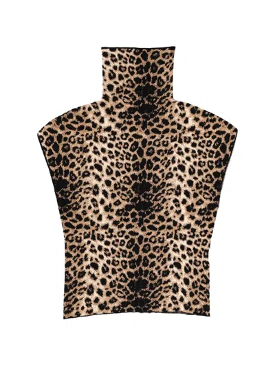 Circus Hotel Leopard Animal Print Turtle Neck Top