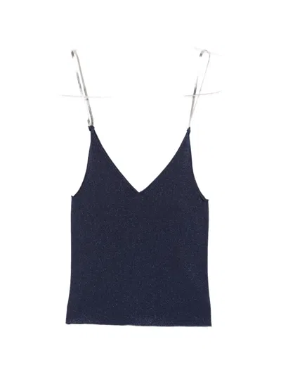 Circus Hotel V-neck Top In Blue