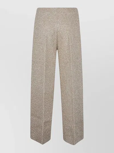 Circus Hotel Viscose High Waist Metallic Wide Trousers In Gray