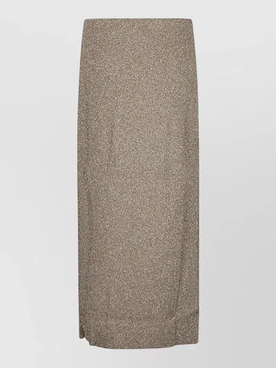 Circus Hotel Viscose Midi Skirt High Slit Design In Brown