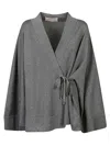 Circus Hotel Gray Viscose Short Kimono For Women Fw23 In Grey