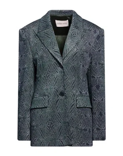 Circus Hotel Woman Blazer Navy Size 10 Viscose, Polyamide, Metal Fiber, Polyester In Blue