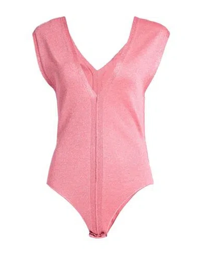 Circus Hotel Woman Bodysuit Coral Size 6 Viscose, Polyester In Pink