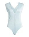 Circus Hotel Woman Bodysuit Sky Blue Size 6 Viscose, Polyester